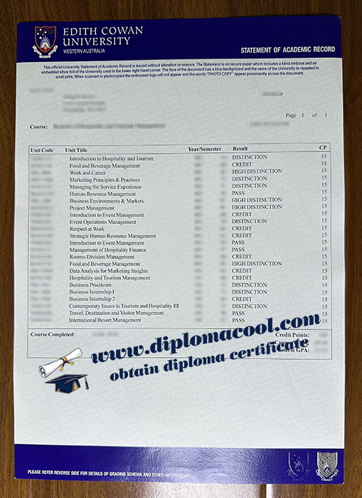 Edith Cowan University transcript