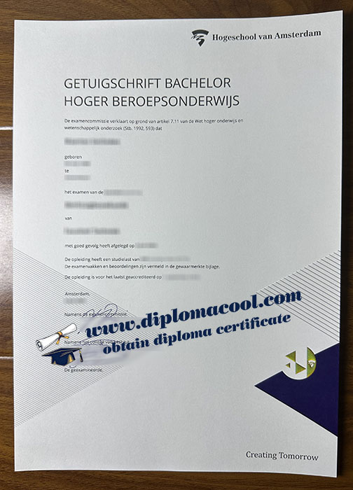 Hogeschool van Amsterdam diploma