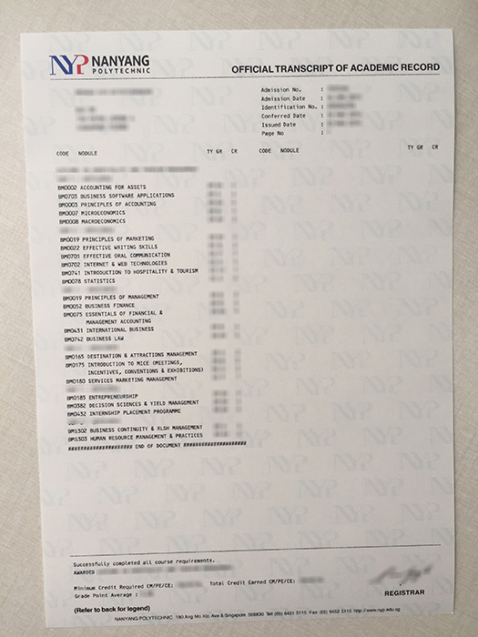 Nanyang Polytechnic transcript