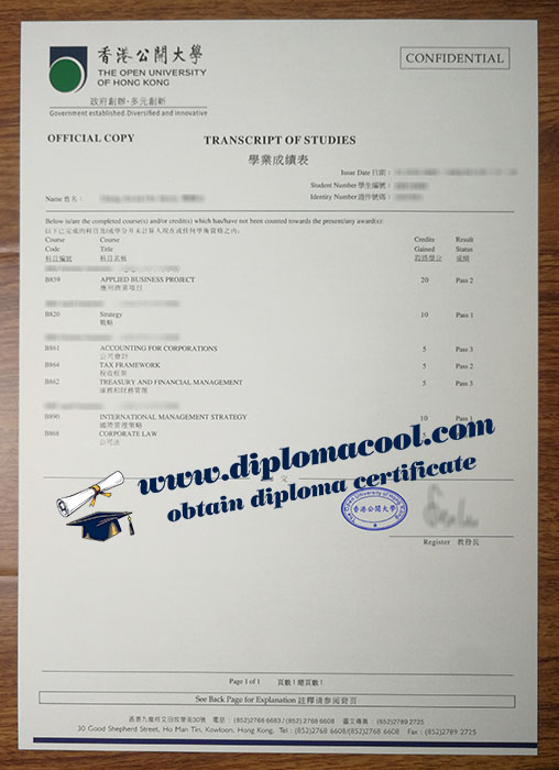 Open University of Hong Kong transcript