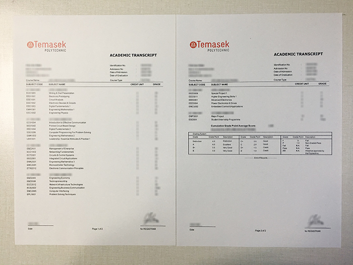 Temasek Polytechnic transcript