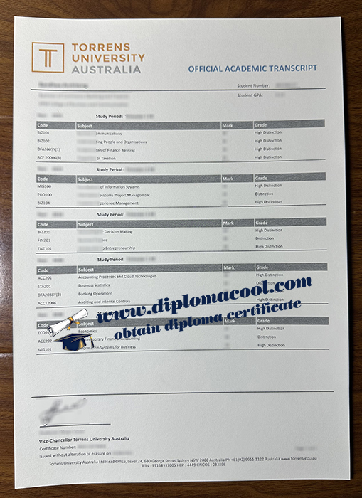 Torrens University Australia transcript