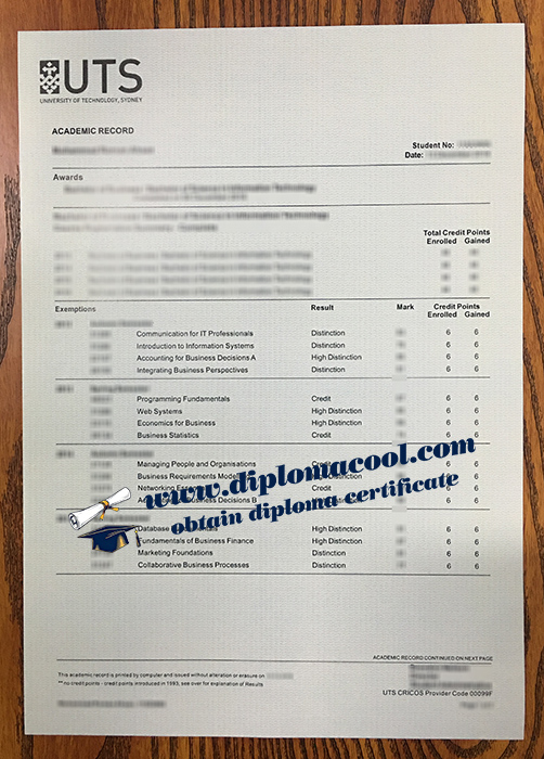 UTS transcript