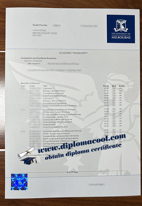 University of Melbourne transcript