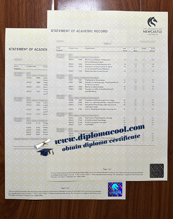 University of Newcastle transcript