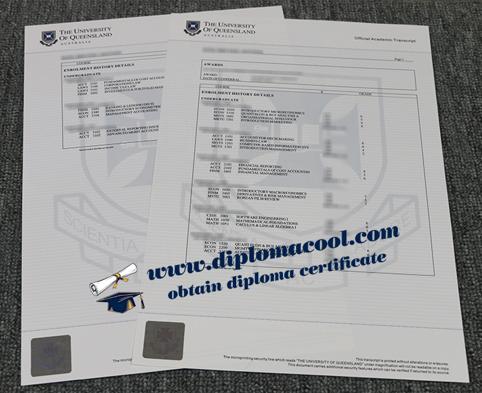 University of Queensland transcript