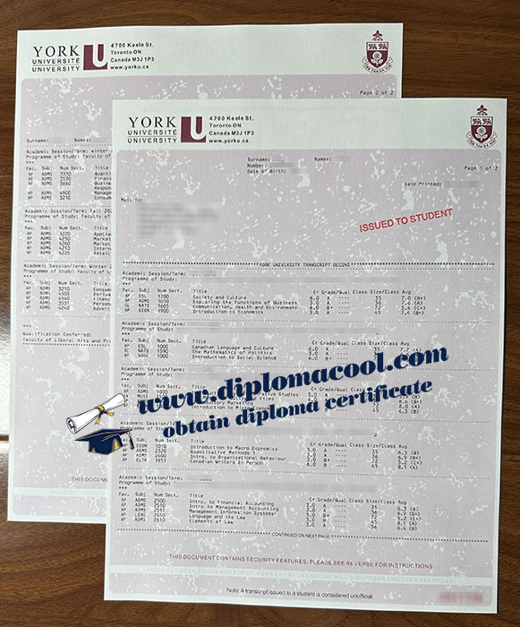 York University transcript