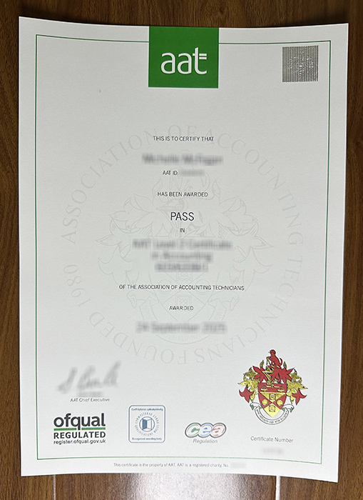 AAT certificate