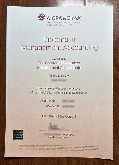AICPA & CIMA certificate