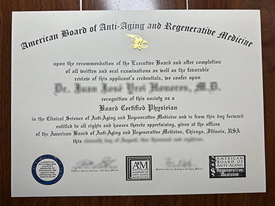 American Board of Anti-Aging and Regenerative Medicine certificate1
