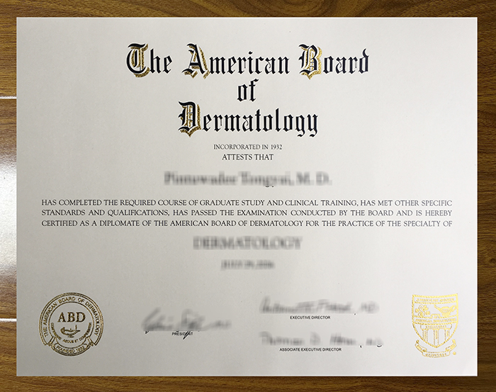 American Board of Dermatology certificate