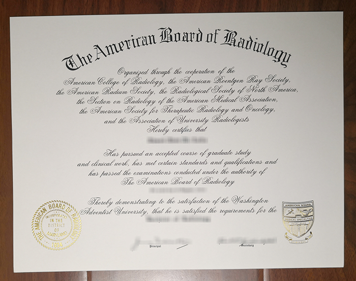 American Board of Radiology certificate