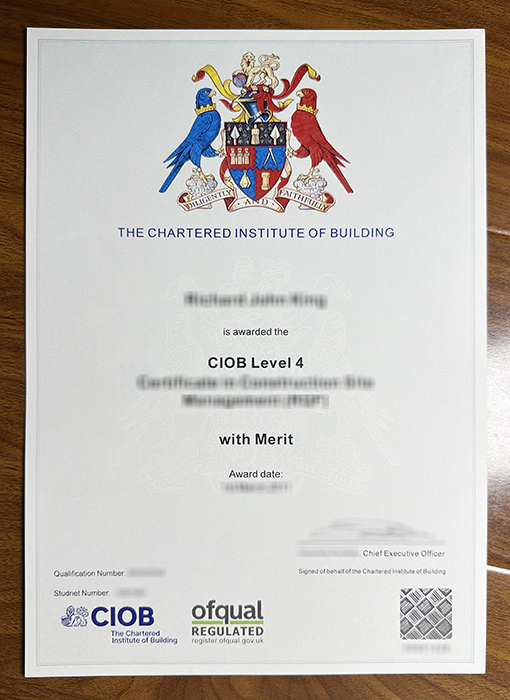 CIOB membership certificate