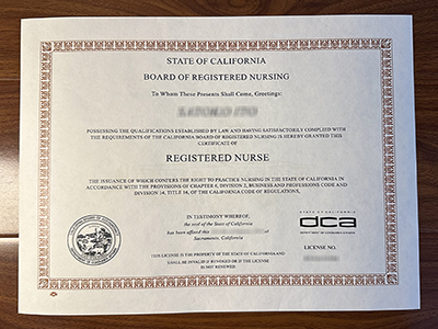 California Registered Nursing certificate1