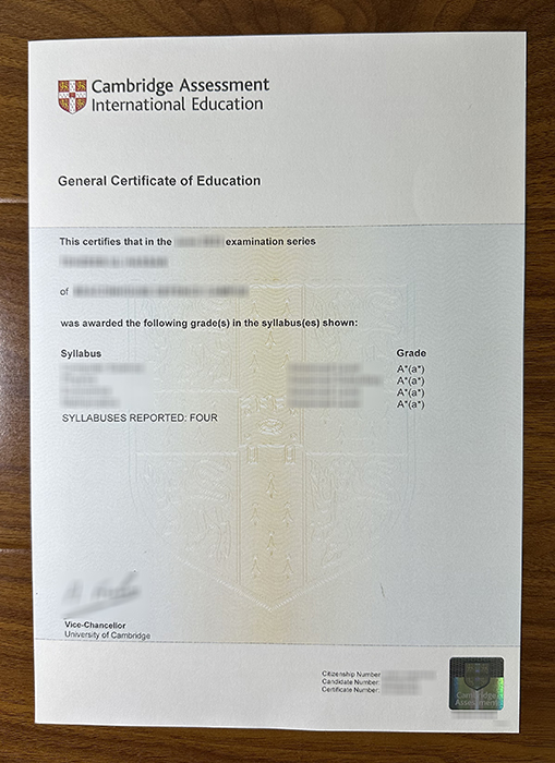 Cambridge GCE certificate