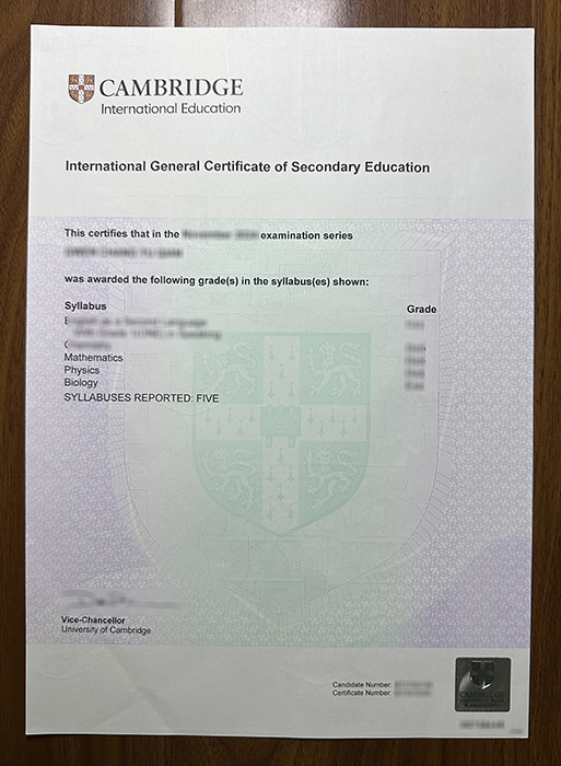 Cambridge IGCSE certificate