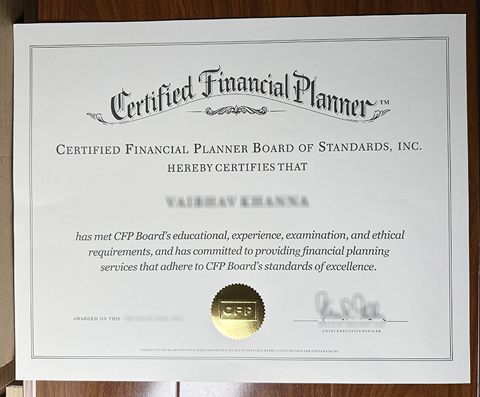 Certified Financial Planner certificate