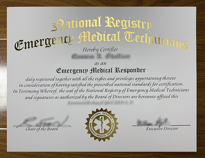 Emergency Medical Technicians certificate