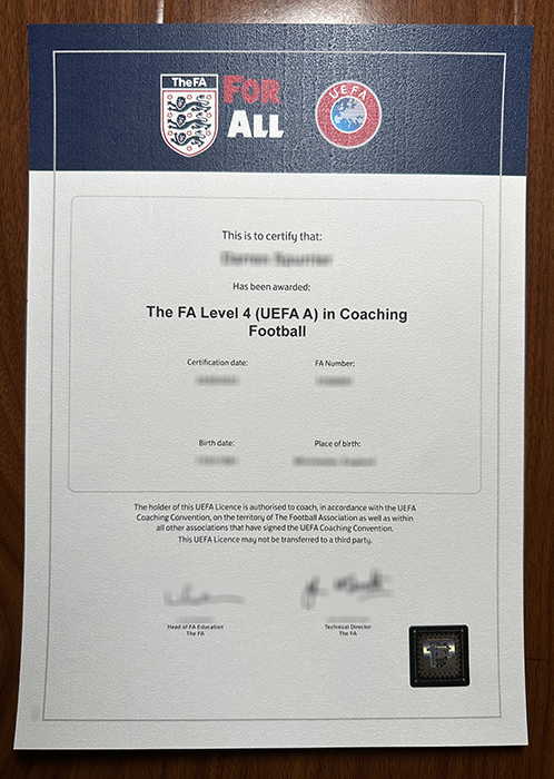 FA Level 4 in Coaching Football diploma