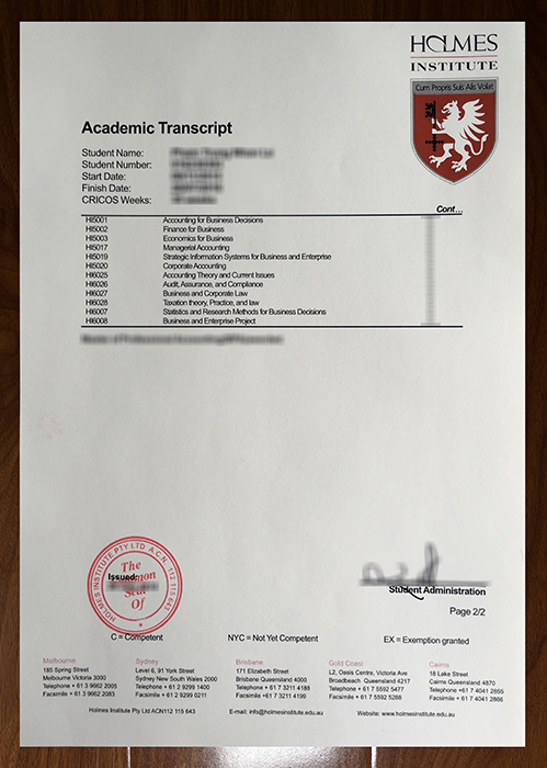 Holmes Institute transcript