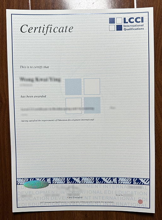 LCCI certificate