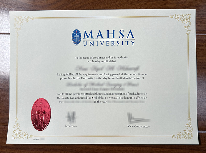 MAHSA University diploma