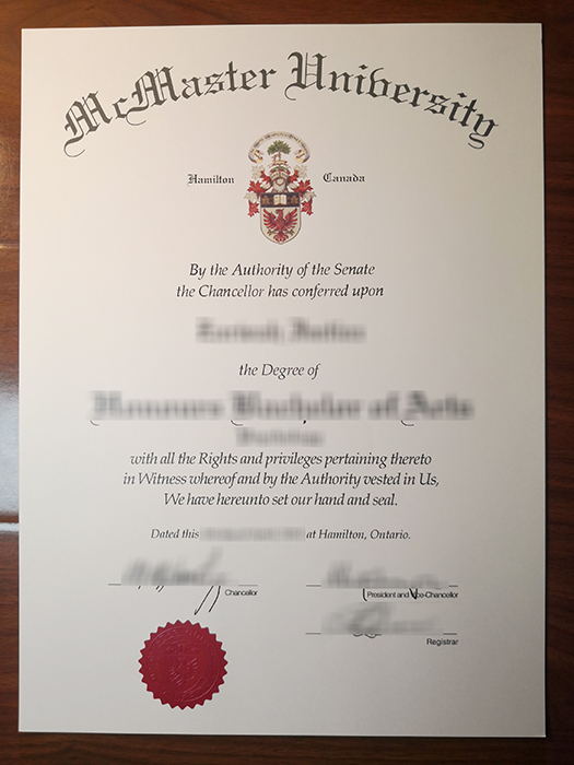 McMaster University diploma