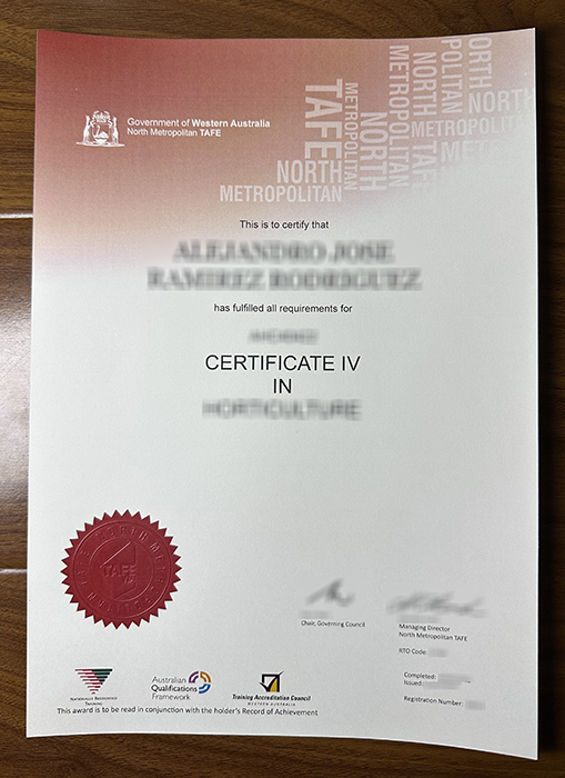North Metropolitan TAFE certificate
