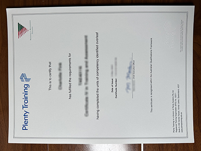 Plenty Training certificate1
