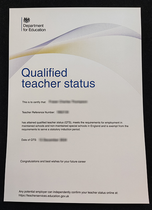 Qualified Teacher Status certificate