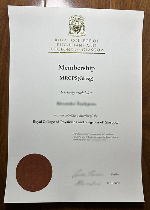 Royal College of Physicians and Surgeons of Glasgow certificate