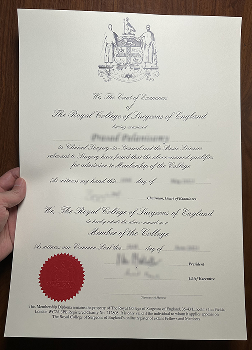 Royal College of Surgeons of England certificate