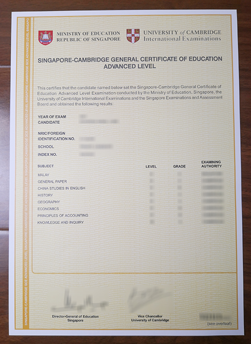 Singgapore-Cambridge GCE A Level Certificate