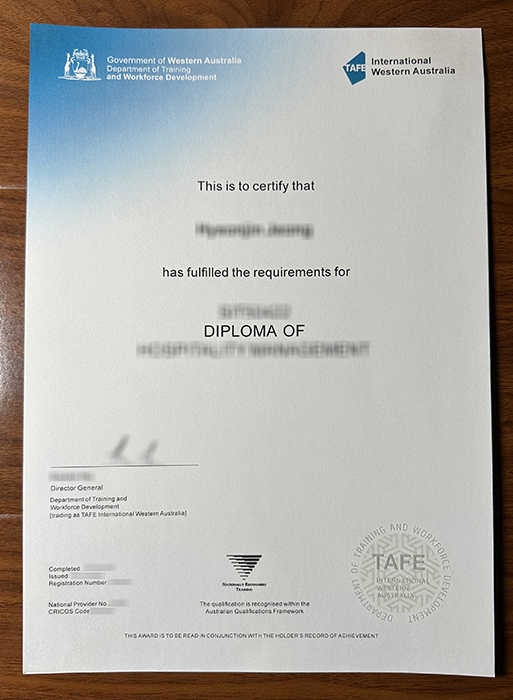 TAFE International Western Australia certificate