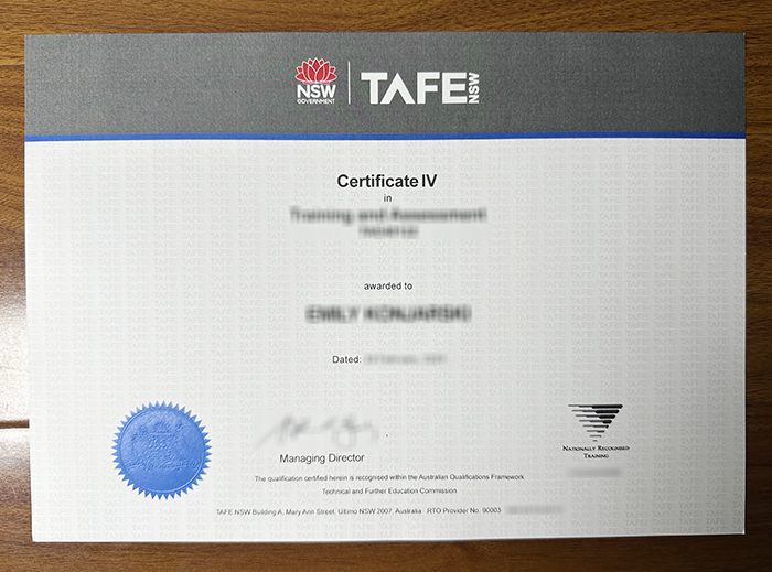TAFE NSW certificate