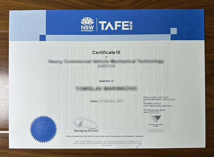 TAFE NSW certificate11