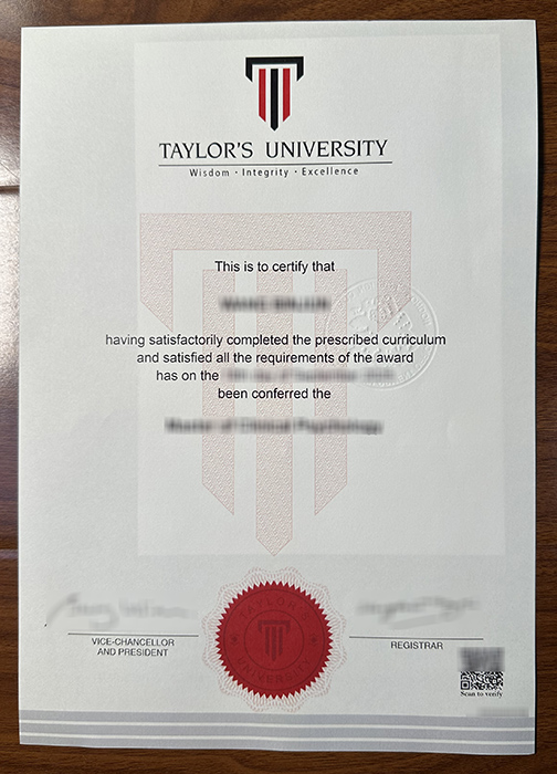 Taylor’s University diploma