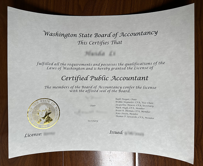 Washington CPA certificate